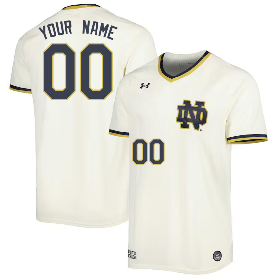 Custom Notre Dame Fighting Irish Name And Number College Baseball Jerseys Stitched-Cream - Click Image to Close